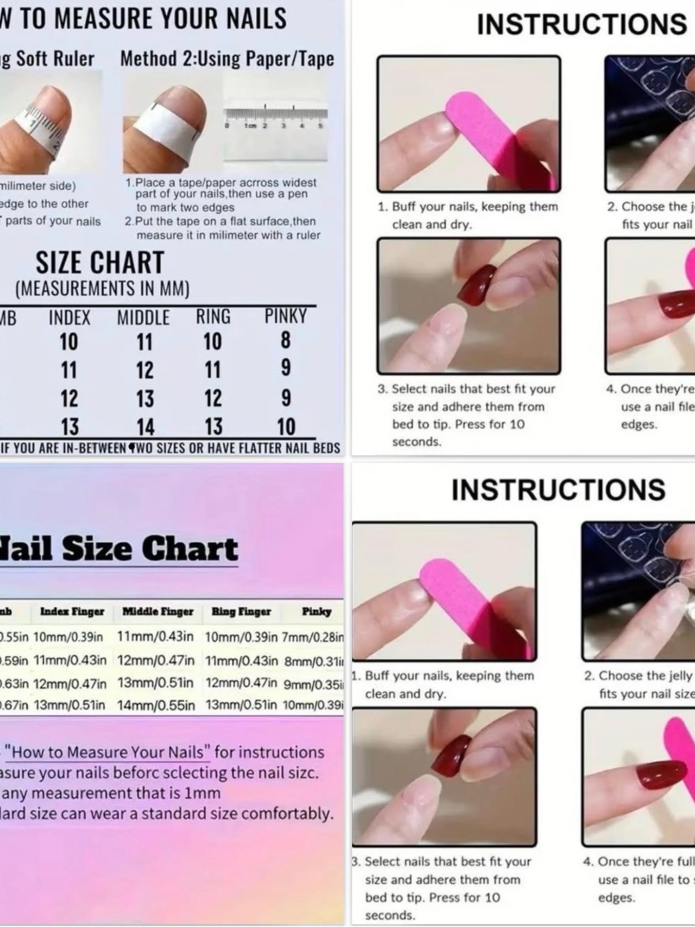 2 set Xsmall Designers Press-On Nails - Picture 5 of 5